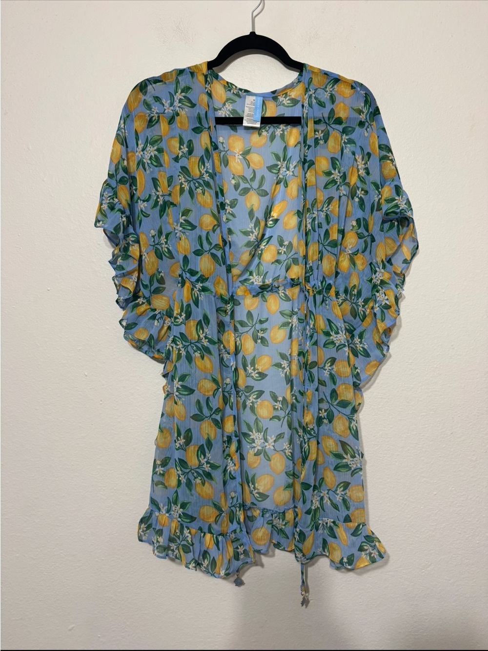 Draper James Lemon Blossom Ruffle Caftan Cover Up